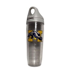 Tervis University of Michigan Water Bottle 24oz Clear Grey Used Wolverine Patch